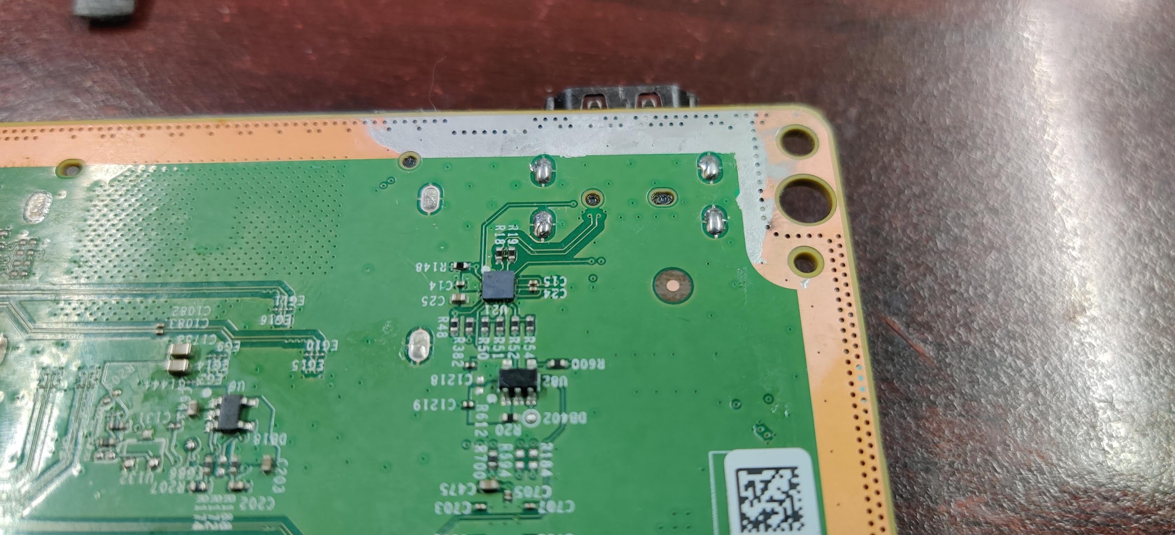 Trace and port connection rebuilt/resoldered Image